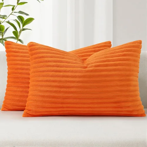 Miniatura 33 de Simmore Juego de 2 fundas de almohada decorativas de 16 x 16 pulgadas, fundas de almohada suaves de franela de felpa natural de doble cara para sofá