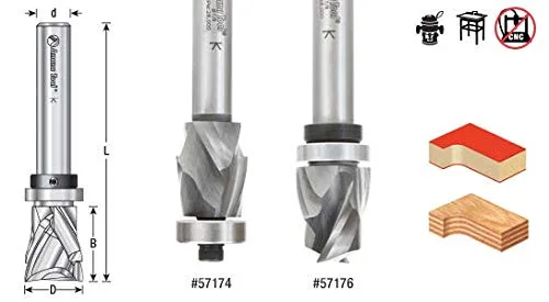 Miniatura 4 de Amana Tool - 57174 Compresión de carburo sólido en espiral de corte empotrado 0.866 in de diámetro x 1-9/64 x 1/2 Inc