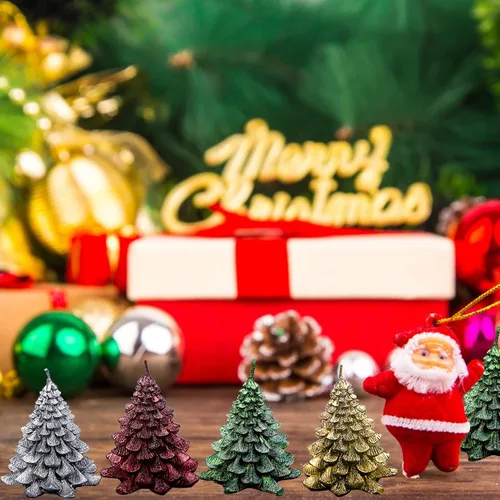Miniatura 5 de Moldes de silicona para velas de árbol de Navidad, molde de silicona de pino de Navidad 3D para fundición de resina epoxi, velas de aromaterapia, 05