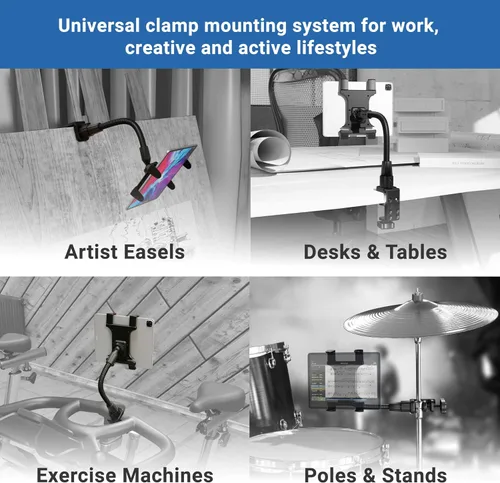 Miniatura 4 de ARKON Mounts - Soporte resistente para tablet con soporte de abrazadera y brazo de cuello de cisne flexible de 12 pulgadas Soporte versátil