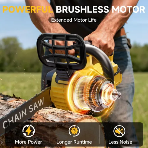 Miniatura 4 de Motosierra eléctrica sin escobillas de 14 pulgadas, motosierra inalámbrica a batería compatible con batería Dewalt de 20 V con pantalla LCD