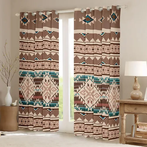 Miniatura 2 de Cortinas y cortinas occidentales de 76 x 45 pulgadas, cortinas aztecas, exóticas, nórdicas, bohemias, opacas, tribu india, geometría, étnica