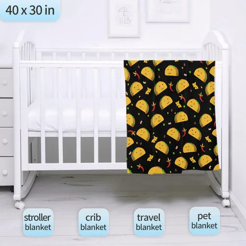 Miniatura 4 de Bonita manta de franela súper suave de tacos para cama, sofá, sala de estar, manta para niños, niñas, niños, multicolor, 40 x 50 pulgadas para niños