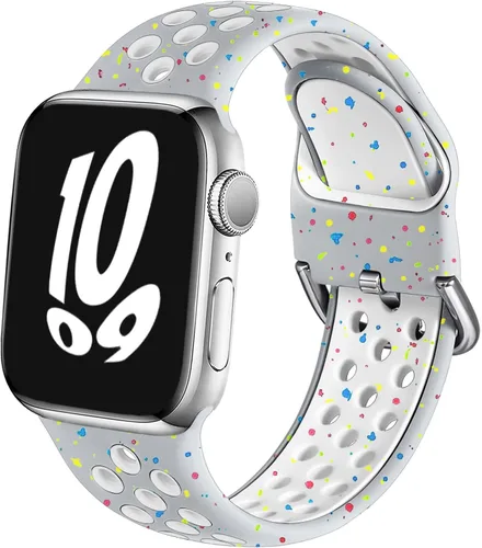 Miniatura 25 de Correa deportiva compatible con Apple Watch 42mm 44mm 45mm 46mm 49mm 38mm 40mm 41mm para mujeres y hombres, correa de repuesto transpirable de Negro