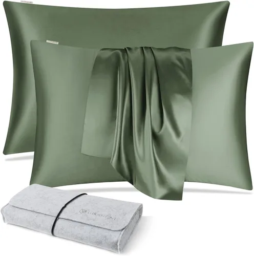 Miniatura 49 de DISANGNI Funda de almohada de seda de morera 100% natural para cabello y piel con cremallera oculta, 22 momme ambos lados