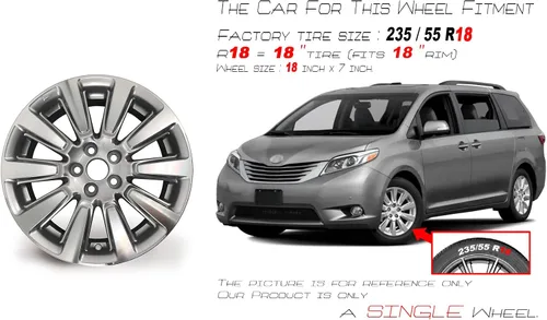 Miniatura 2 de Nueva rueda de aleación única de 18" 18x7 para Toyota Sienna 2011-2020, diseño OEM plateado mecanizado, repuesto de llanta
