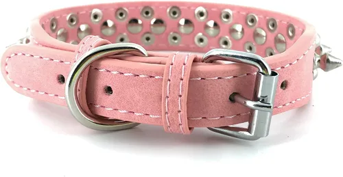 Miniatura 2 de Collar para perro con tachuelas, de piel sintética, con cúpula plateada, antimordeduras, ajustable, resistente, estilo punk, para perros pequeños
