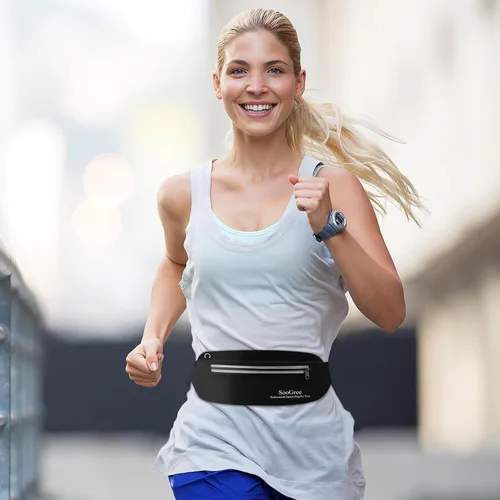Miniatura 6 de SooGree Riñonera para correr para hombres y mujeres, ligera, impermeable, bolsa para correr, bolsa de almacenamiento reflectante nocturna