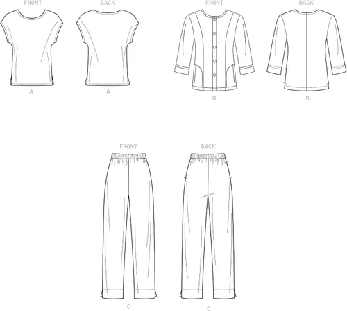 Miniatura 3 de Simplicity Paquete de chaqueta para mujer, parte superior de punto y pantalones sin cordones, patrón de costura código 9269, tallas 26W-32W, blanco