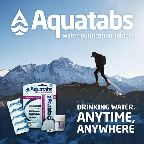 Miniatura 6 de Aquatabs Tabletas de purificación de agua de 49 mg (paquete de 30). Purificador de agua portátil para artículos esenciales de campamento,