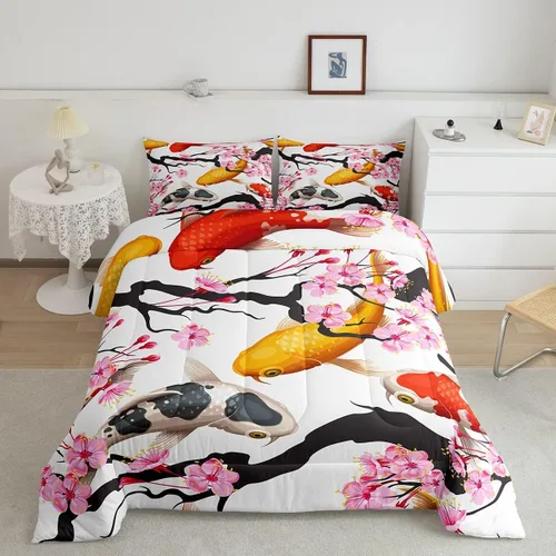 Miniatura 24 de Feelyou Juego de edredón de oso azul, juego de ropa de cama de osos de animales, juego de edredón acolchado con estampado de arboleda de galaxia