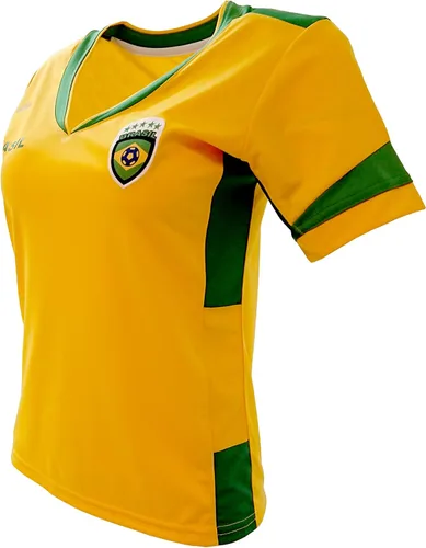 Miniatura 2 de Arza Sports Jersey de fútbol para mujer Slim de Brasil, Amarillo