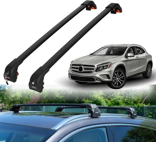 Miniatura 13 de ERKUL Barras transversales para techo para Mercedes Benz GLA 2014-2020 Barras transversales de aluminio con bloqueo antirrobo para el techo