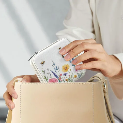 Miniatura 7 de QwThum Joyero de viaje organizador para mujeres, niñas y hombres, pequeña caja de almacenamiento portátil para joyas, aretes, anillos, collares