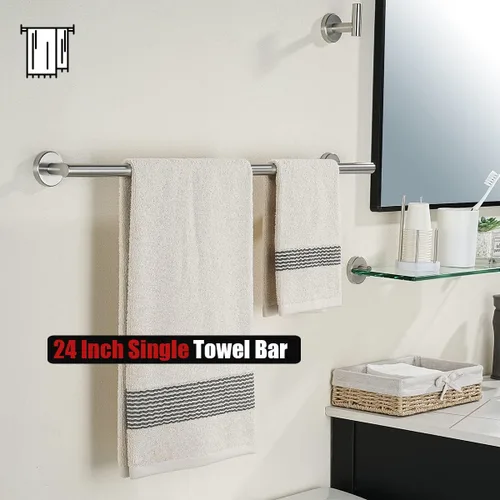 Miniatura 5 de JQK Barra para Toallas de Baño, 27 Pulgadas, 304 Acero Inoxidable Grueso de 0.8mm, Toallero para Baño, Soporte para Toallas con Acabado Cepillado