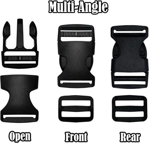 Miniatura 7 de Hebillas para correas de 1 pulgada, paquete de 6 unidades de clip de hebilla de plástico de liberación lateral rápida + clip deslizante de triple