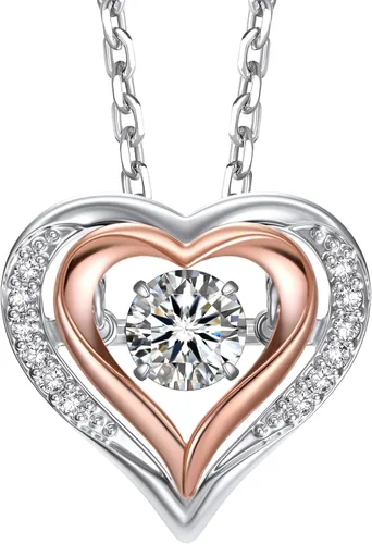 Miniatura 26 de MomentWish Collar de corazón para mujer, moissanita, diamante de imitación, plata de ley 925