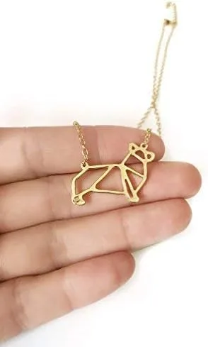 Miniatura 4 de Altitude Boutique Corgi, collar con colgante de perro, joyería geométrica origami (plata, oro)