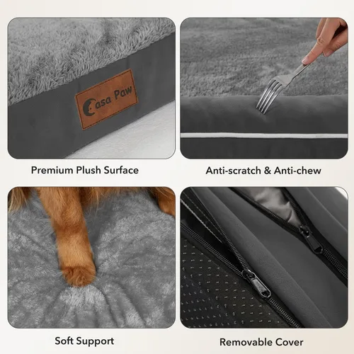 Miniatura 6 de Camas ortopédicas para perros grandes, sofá de espuma con estructura de huevos impermeable para perros grandes con cómodo refuerzo 91x69 cm, camas
