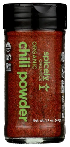 Spicely Organics Chile en polvo orgánico certificado por USDA, sin colorantes ni conservantes artificiales, cero azúcar, apto para veganos, kosher,