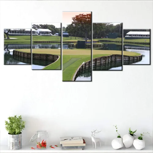 Miniatura 44 de Piezas de golf para decoración de pared, pinturas en blanco y negro, arte de pared para sala de estar, golf, deportes, obras de arte de 5 piezas