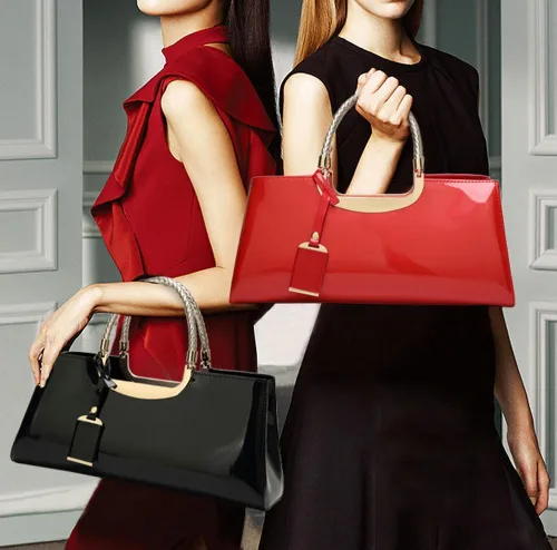 Miniatura 2 de Bolso de mano de cuero vegano brillante para mujer, bolso de hombro grande para mujer, bolso de mano de noche, bolso de mano para fiesta