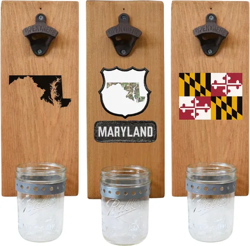 Miniatura 32 de Abrebotellas de cerveza de Massachusetts – Abridor de botellas hecho a mano montado en la pared con tapa – Regalo de cerveza para él o ella