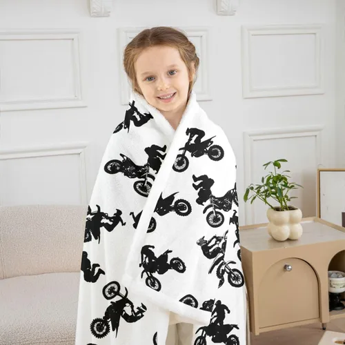 Miniatura 6 de Manta de forro polar de motocross para cama, sofá, niños, deportes extremos de motocicleta, manta mullida para motocross, motocicleta, manta Sherpa