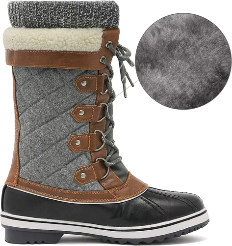 Miniatura 4 de DREAM PAIRS Botas de nieve de invierno impermeables a media pantorrilla para mujer