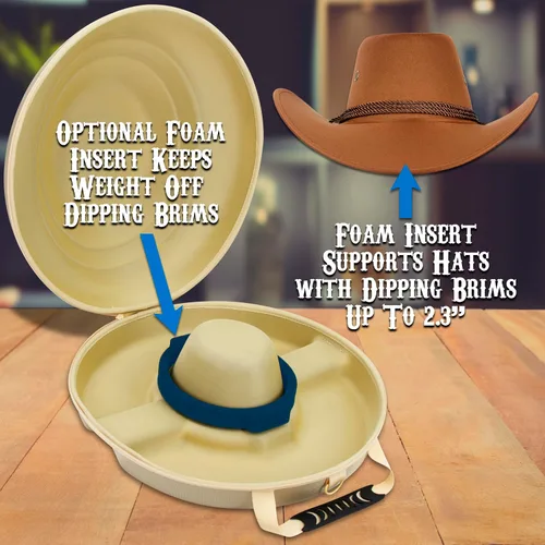 Miniatura 5 de CASEMATIX Caja de sombrero de vaquero y almacenamiento portátil para sombreros de vaquero para bordes de hasta 4.75 pulgadas, funda rígida