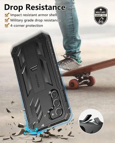 Miniatura 4 de FNTCASE Funda para Samsung Galaxy S23+Plus: funda protectora texturizada de doble capa y carcasa de TPU resistente con soporte Protección contra