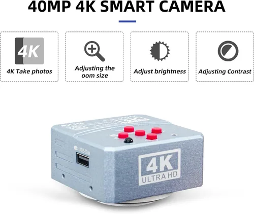 Miniatura 5 de HengTianMei Microscopio de zoom estéreo trinocular TX-350E equipado con una cámara 4K, oculares WF10x, aumento 7X-50X, microscopio de soldadura
