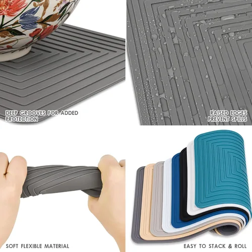 Miniatura 3 de Alfombrilla de silicona blanca para ollas y sartenes calientes, posavasos resistentes al calor, juego de alfombrillas calientes, almohadillas