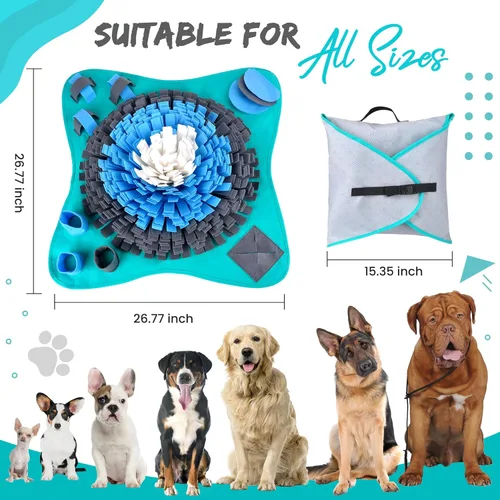 Miniatura 5 de Alfombrilla de olfateo para perros de 25 pulgadas, juguetes interactivos de rompecabezas para perros para enriquecimiento, tapete grande