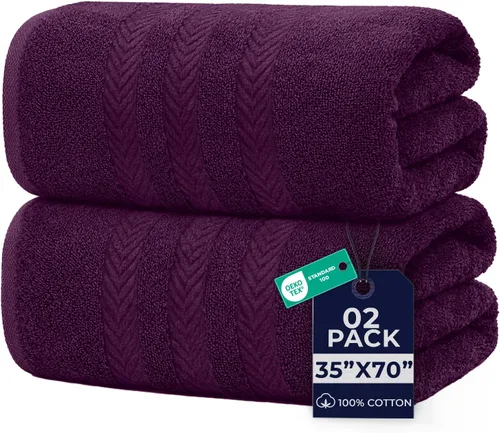 DAN RIVER Paquete de 2 toallas de baño extra grandes de 35 x 70 pulgadas, toallas de baño grandes para adultos, juego de toallas extra grandes,