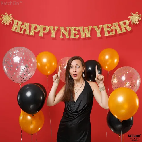 Miniatura 7 de KatchOn, Cartel de feliz año nuevo dorado con purpurina – 10 pies, Bye 2026 Hello 2026 Banner Decoraciones de feliz año nuevo, letrero de feliz