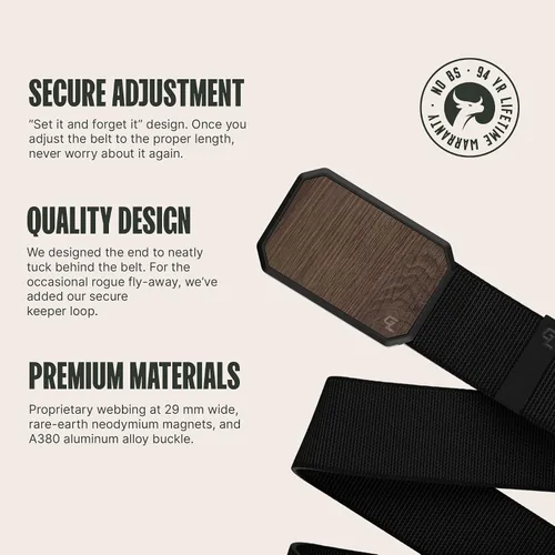 Miniatura 2 de Groove Life - Cinturón de nailon elástico para hombre con hebilla magnética de aluminio