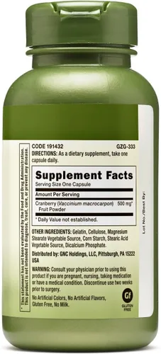 Miniatura 2 de GNC Herbal Plus Hierba entera Arándano 500 mg 100 Cápsulas