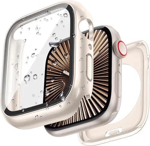 Miniatura 15 de 3 en 1 Goton Estuche impermeable duro para Apple Watch, protector de pantalla de 40mm, cubierta frontal de vidrio templado protectora completa