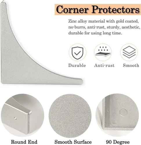 Miniatura 5 de Protector de esquina de metal para muebles, protectores decorativos de esquina de mesa de 2.56 pulgadas, cubierta de esquina de caja de aleación
