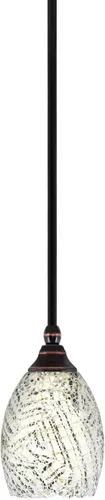 Miniatura 183 de Toltec Lighting Tallo Colgado Mini colgante, acabado de cobre negro, 3.5" cuadrado humo burbuja vidrio