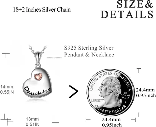 Miniatura 5 de POPLYKE Collar de plata de ley para padre, hija, madre, hija, día de la madre, cumpleaños, joyería de regalo para mujeres, mamá, hija, papá, esposa