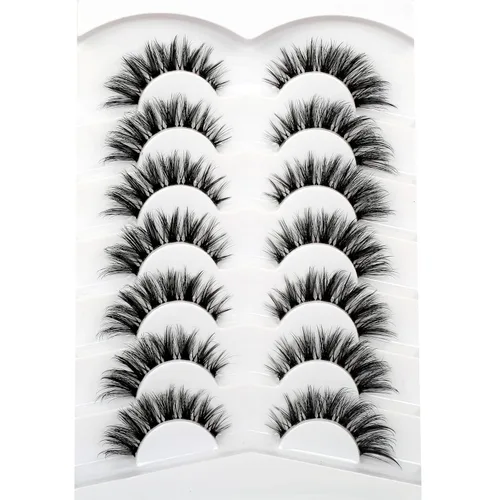 Miniatura 105 de Pooplunch - Pestañas postizas finas de visón sintético, estilo ojo de gato, naturales, cruzadas, tipo racimo, efecto 8D de volumen, tiras