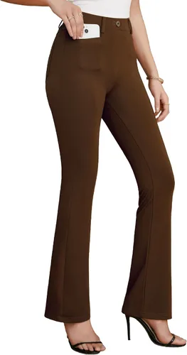 siliteelon Pantalones de vestir para mujer, pantalones de trabajo casuales para mujer, pantalones de yoga con corte de bota, pantalones de negocios,