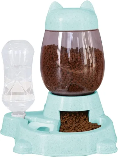 Utaomld Comedero automático para gatos, dispensador de alimentos y agua, color verde, estilo moderno, capacidad de 101.4 fl oz, perfecto para