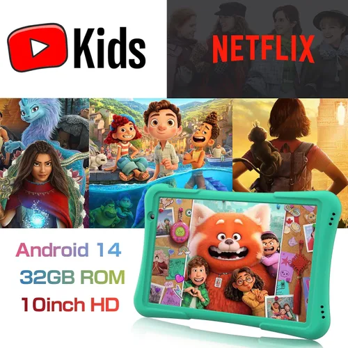 Miniatura 2 de PRITOM Tableta para niños de 10 pulgadas Android 14, 32GB, Quad-Core, 6000mAh, pantalla IPS HD grande, WiFi 6, cámara dual, Bluetooth, tableta