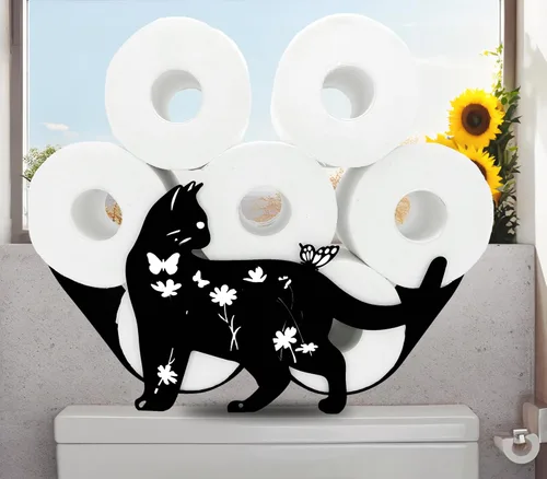 Miniatura 14 de Black Bear - Soporte de papel higiénico de metal, divertido soporte de papel de animales para baños, organizador independiente con capacidad para 8