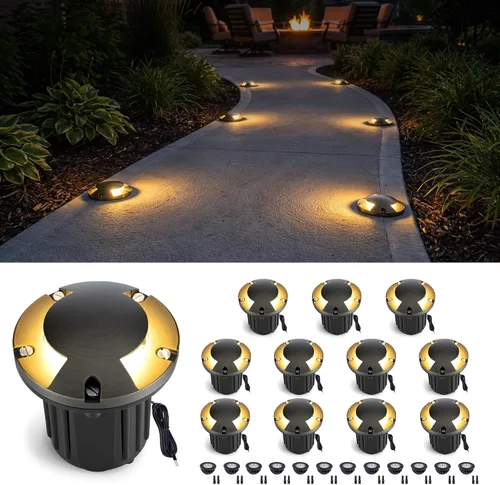 Miniatura 10 de Gardenreet - Luz de pozo en tierra - Latón 12V IP65 Iluminación de paisaje al aire libre, luz de torreta de bajo voltaje LED en grado, bronce