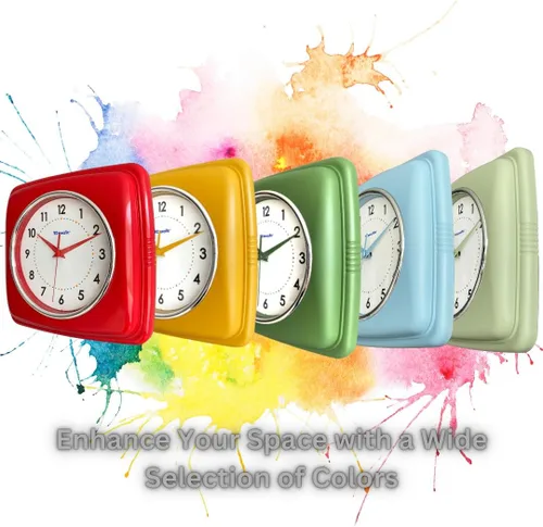 Miniatura 5 de Reloj de pared cuadrado retro de 9 pulgadas, funciona con pilas, reloj decorativo silencioso sin tictac para el hogar, oficina, cocina, dormitorio
