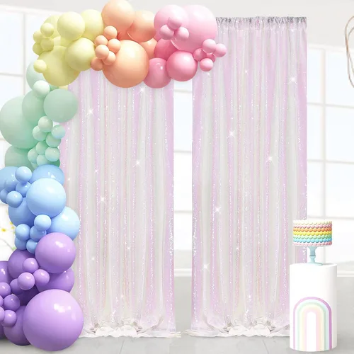 Miniatura 12 de Cortinas con lentejuelas doradas, 2 unidades de 2 x 8 pies, con brillantina, telón de fondo para bodas Rojo